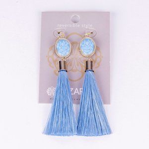 Seashell Pastel Gold Tassel Earrings